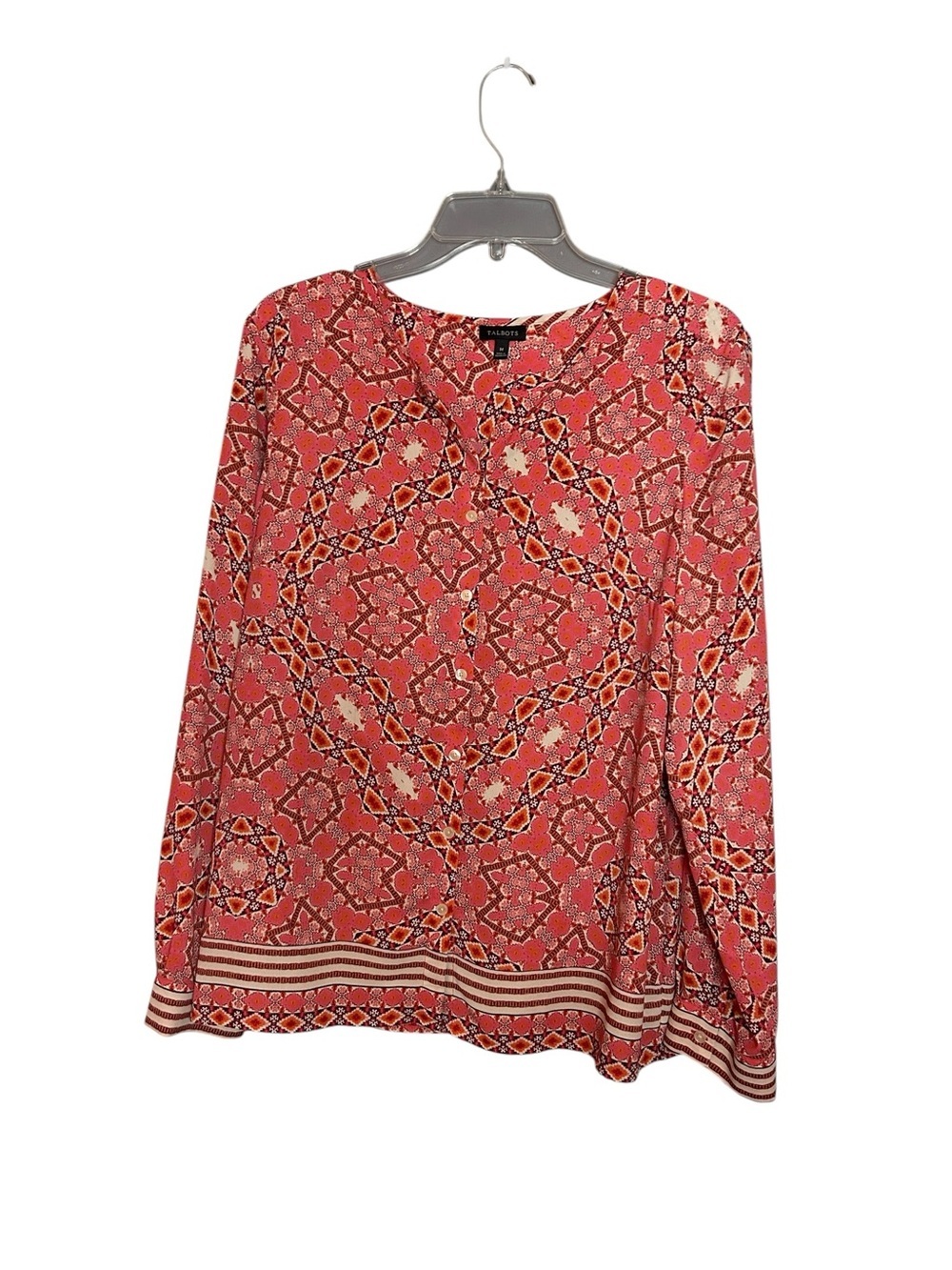 Talbots Floral Boho Button Front Blouse Medium